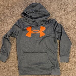 Under Armour mens Gray Hoodie with Bright Orange Logo